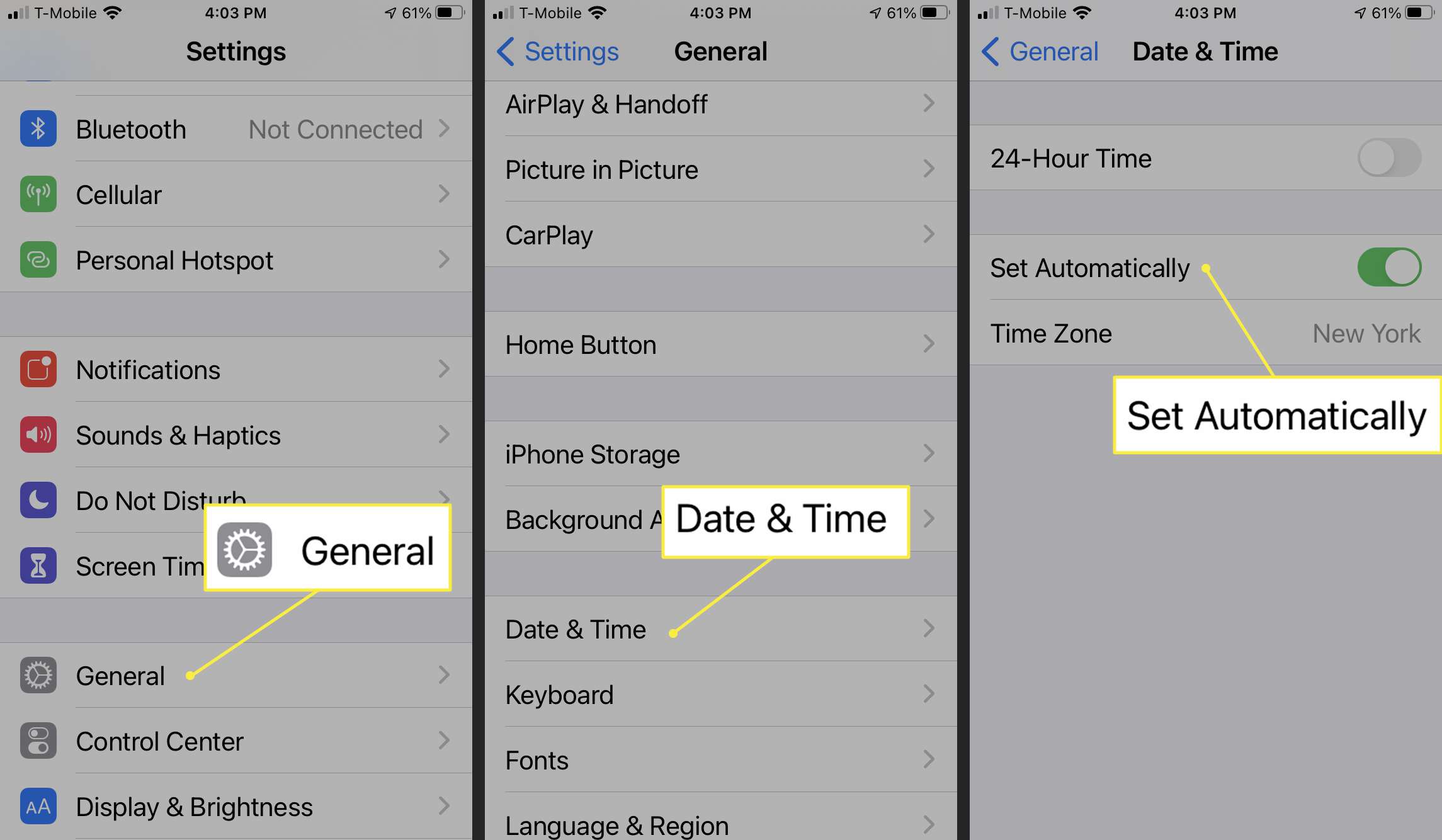 Nastavení data a času na iPhonu