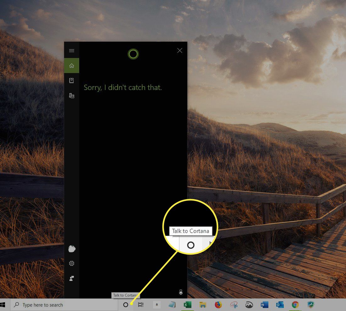 Tlačítko Talk to Cortana na ploše Windows