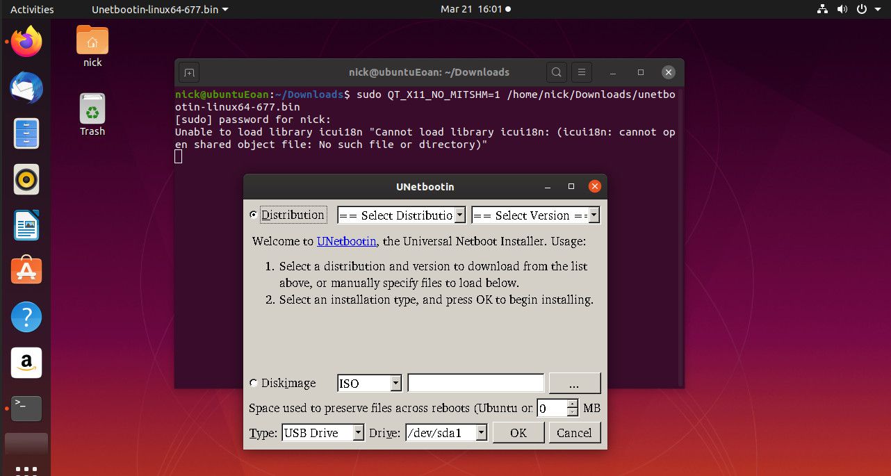 Unetbootin běží na Ubuntu