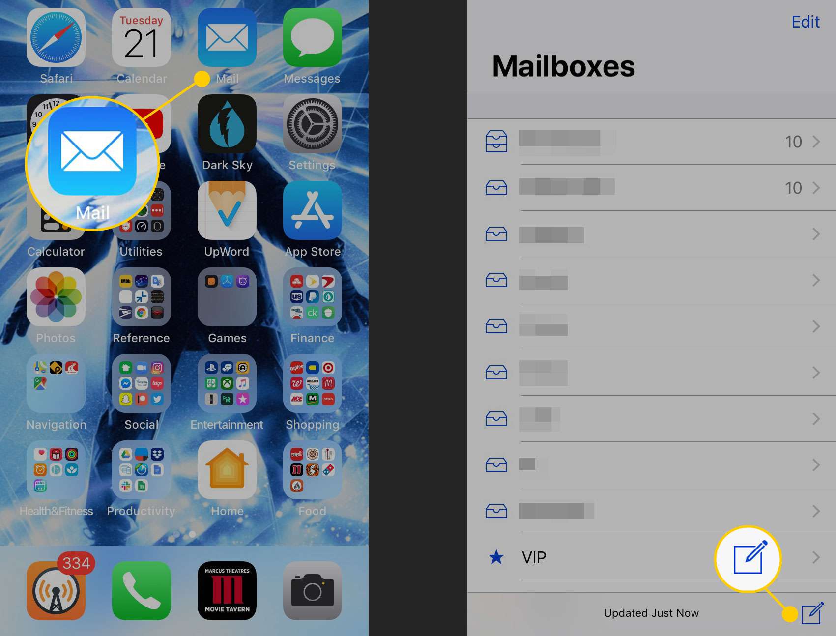 Vytvoření nové zprávy v aplikaci Mail na iPhone