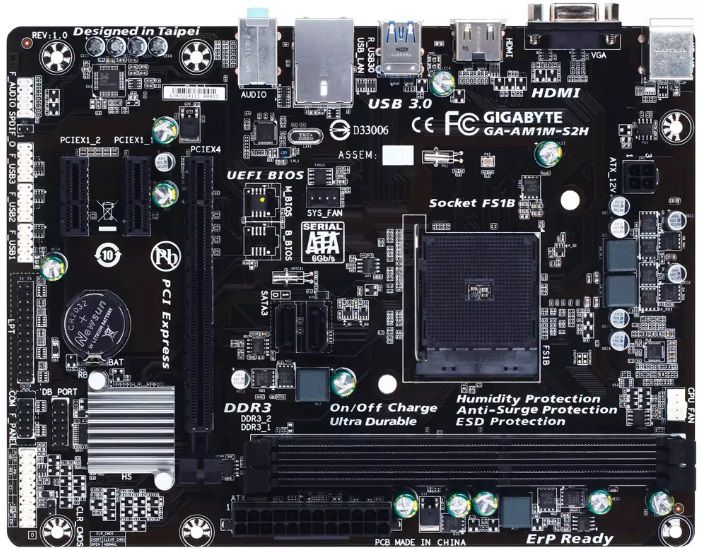 Fotografie základní desky Gigabyte AMD AM1 FS1b HDMI D-Sub mATX (GA-AM1M-S2H)