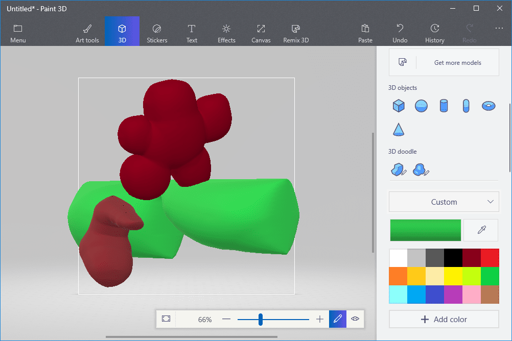Screenshot ukazující, jak používat nástroj Pood 3D soft edge 3D doodle