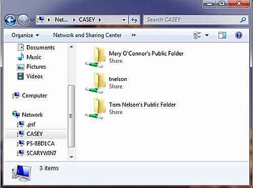 Sdílení síťových sdílení ve Windows 7