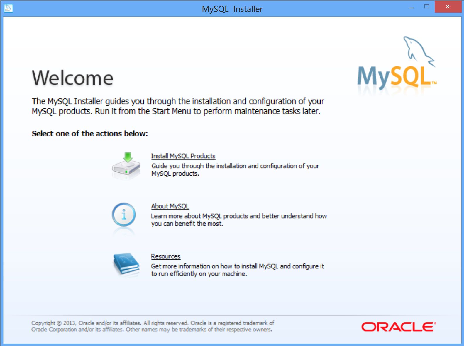 Obrazovka instalačního programu MySQL