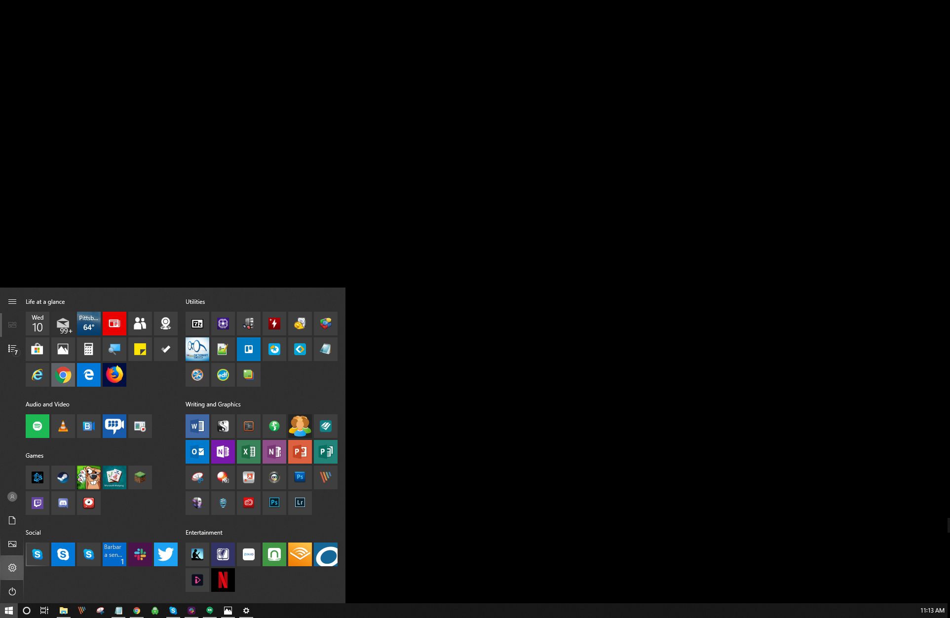 Výběr ikony nastavení v systému Windows 10.