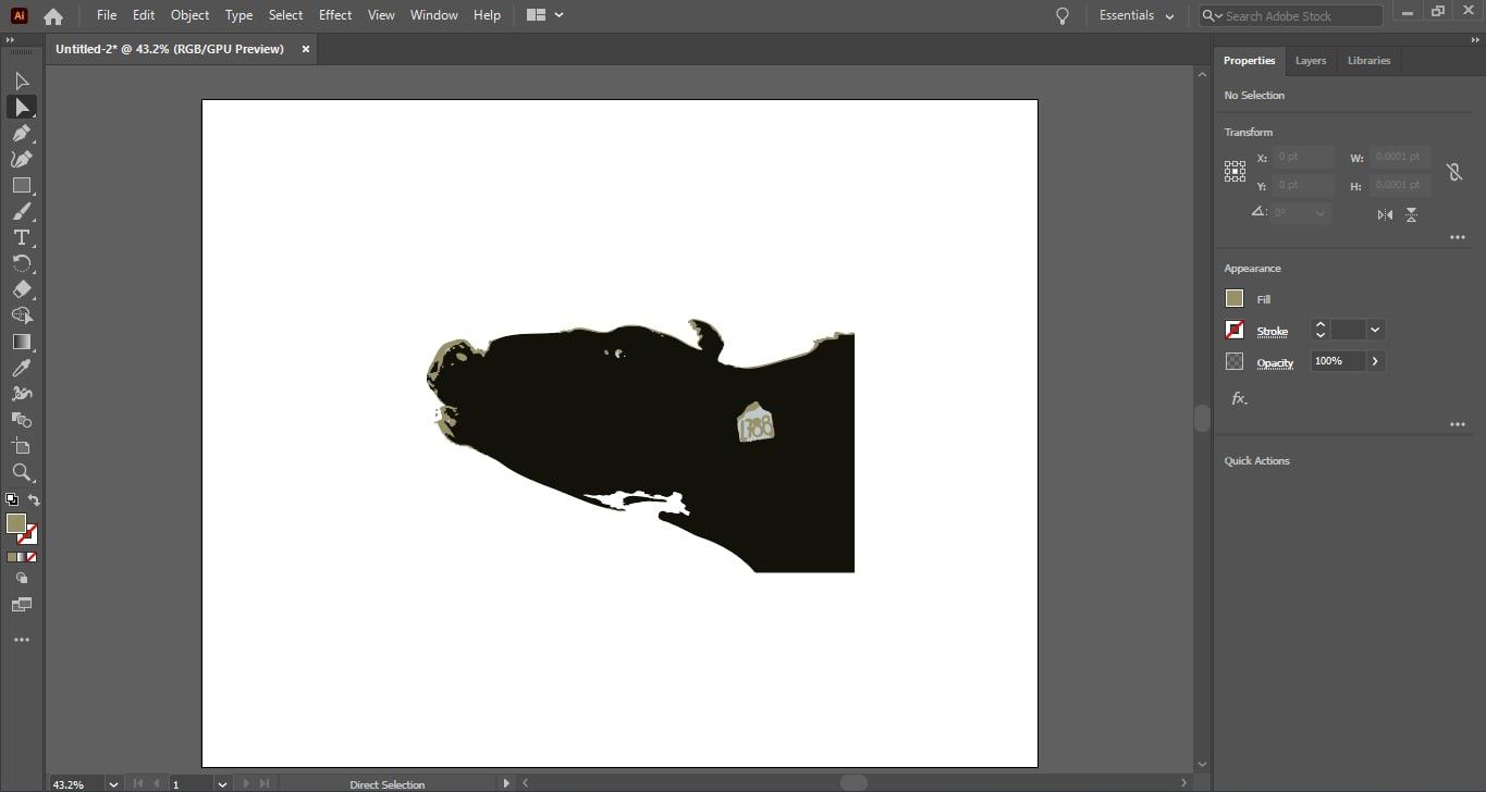 Vektorový obrázek krávy v Adobe Illustratoru