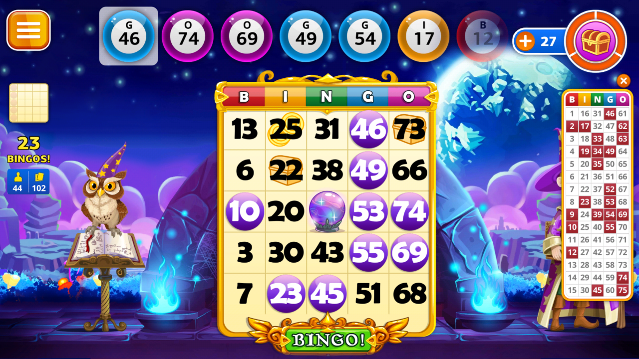 Screenshot hraní Wizard Bingo na Androidu