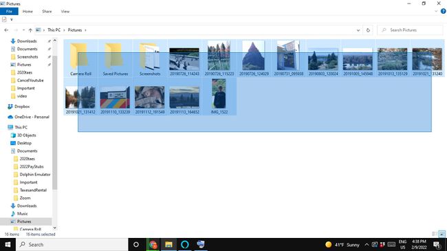 Vyberte pole pro výběr fotografií ve složce Windows