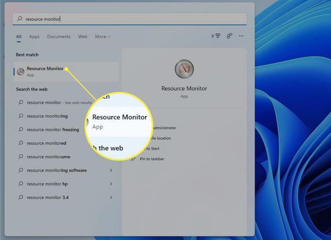 Monitor prostředků zvýrazněný v systému Windows 11