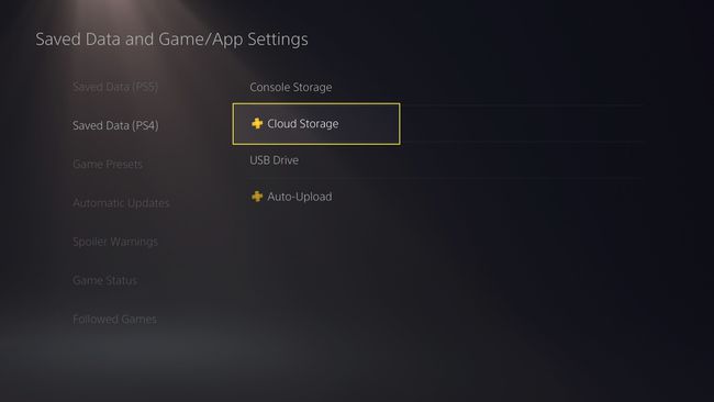 Přístup k cloudovému úložišti PS4 na PS5 se zvýrazněným cloudovým úložištěm