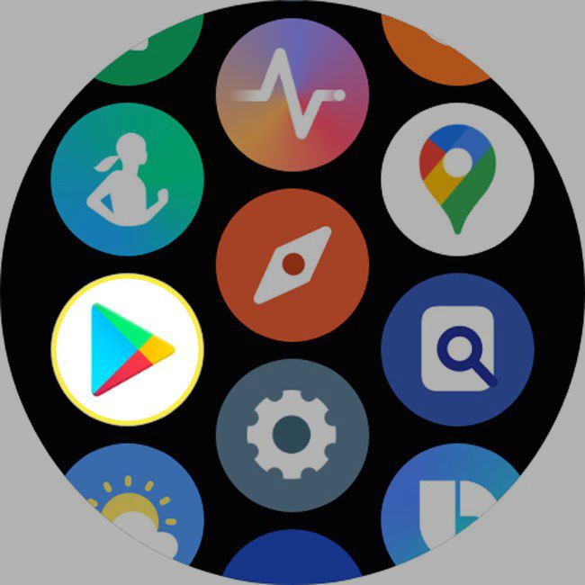 Ikona Obchodu Google Play zvýrazněná na hodinkách Galaxy