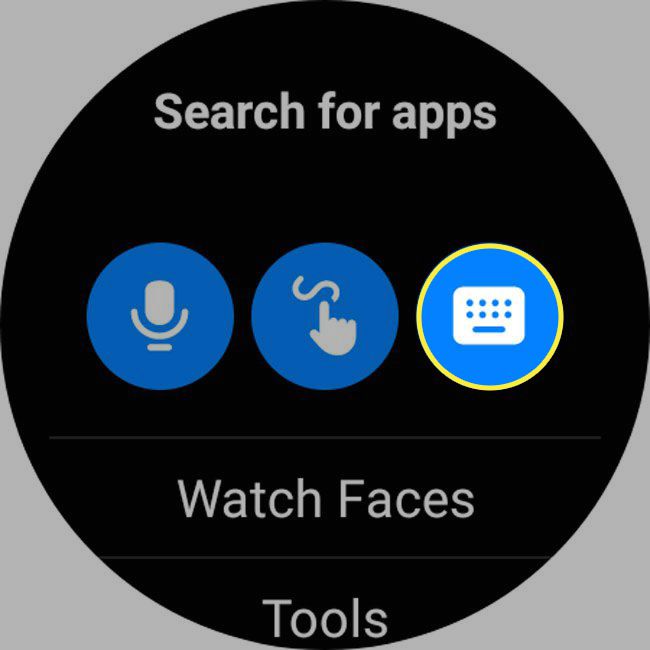 Ikona klávesnice zvýrazněná v Obchodě Play na zařízení Galaxy Watch