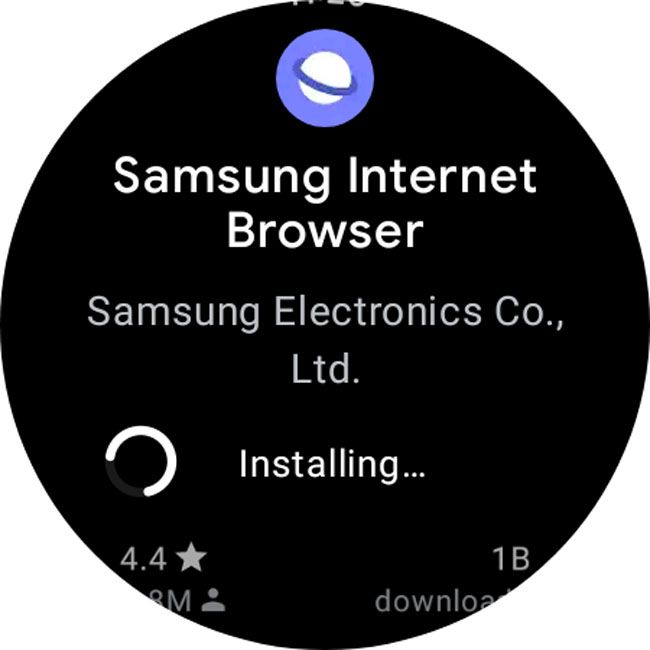 Instalace internetového prohlížeče Samsung na hodinky Galaxy.
