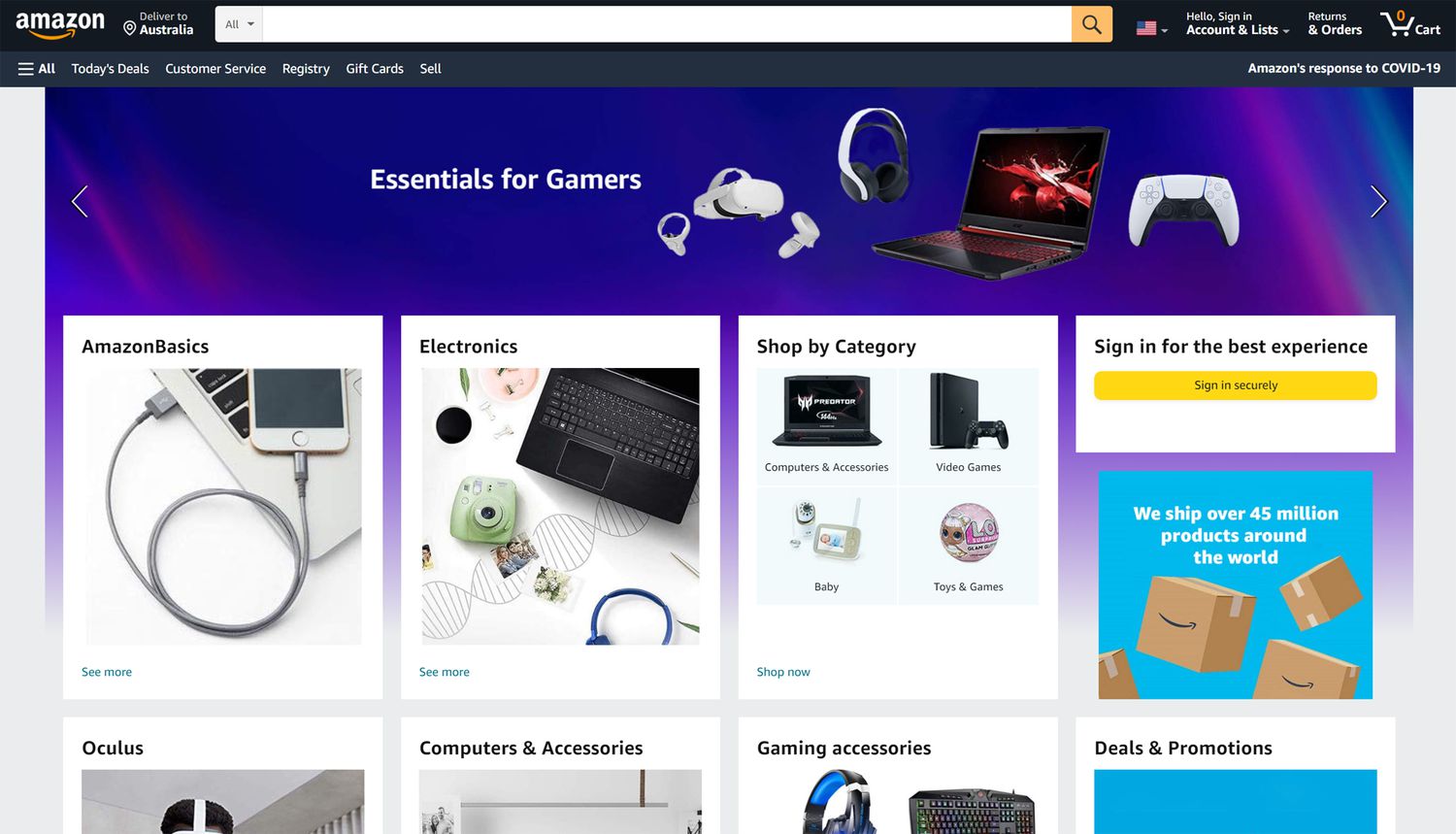 webové stránky Amazon.