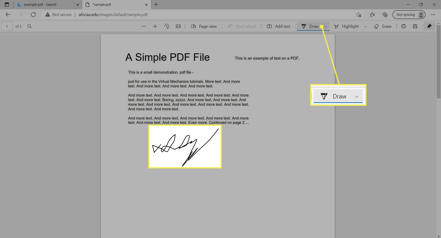 Kreslení a podpis rukou na PDF v Microsoft Edge