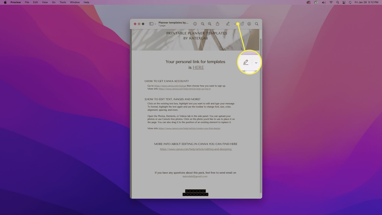 Nástroj pro tvorbu značek na PDF v Náhledu na Macu