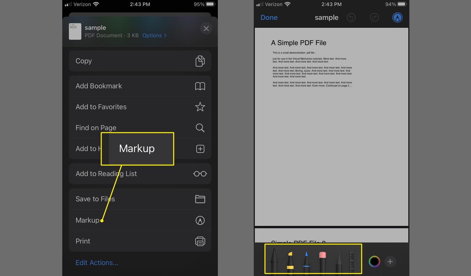 Sada nástrojů pro značkování a značkování v Safari pro iOS