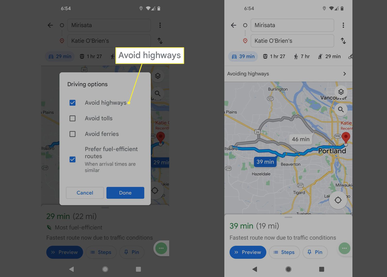 Vyhněte se dálnicím a novým trasám v aplikaci Mapy Google