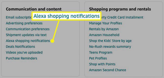 Alexa nákupní oznámení na Amazonu