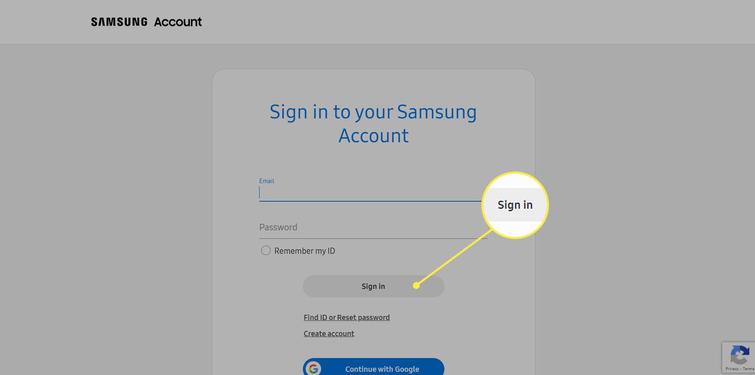 Přihlašovací stránka pro účet Samsung se zvýrazněným tlačítkem „Přihlásit se“.
