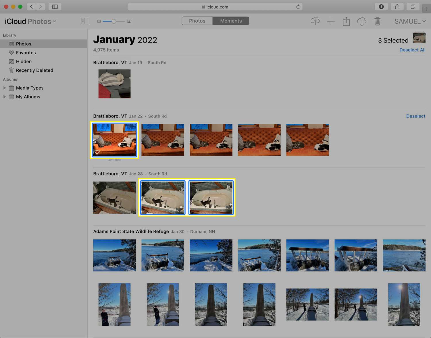 Aplikace pro fotografie na iCloudu se 2 vybranými fotografiemi