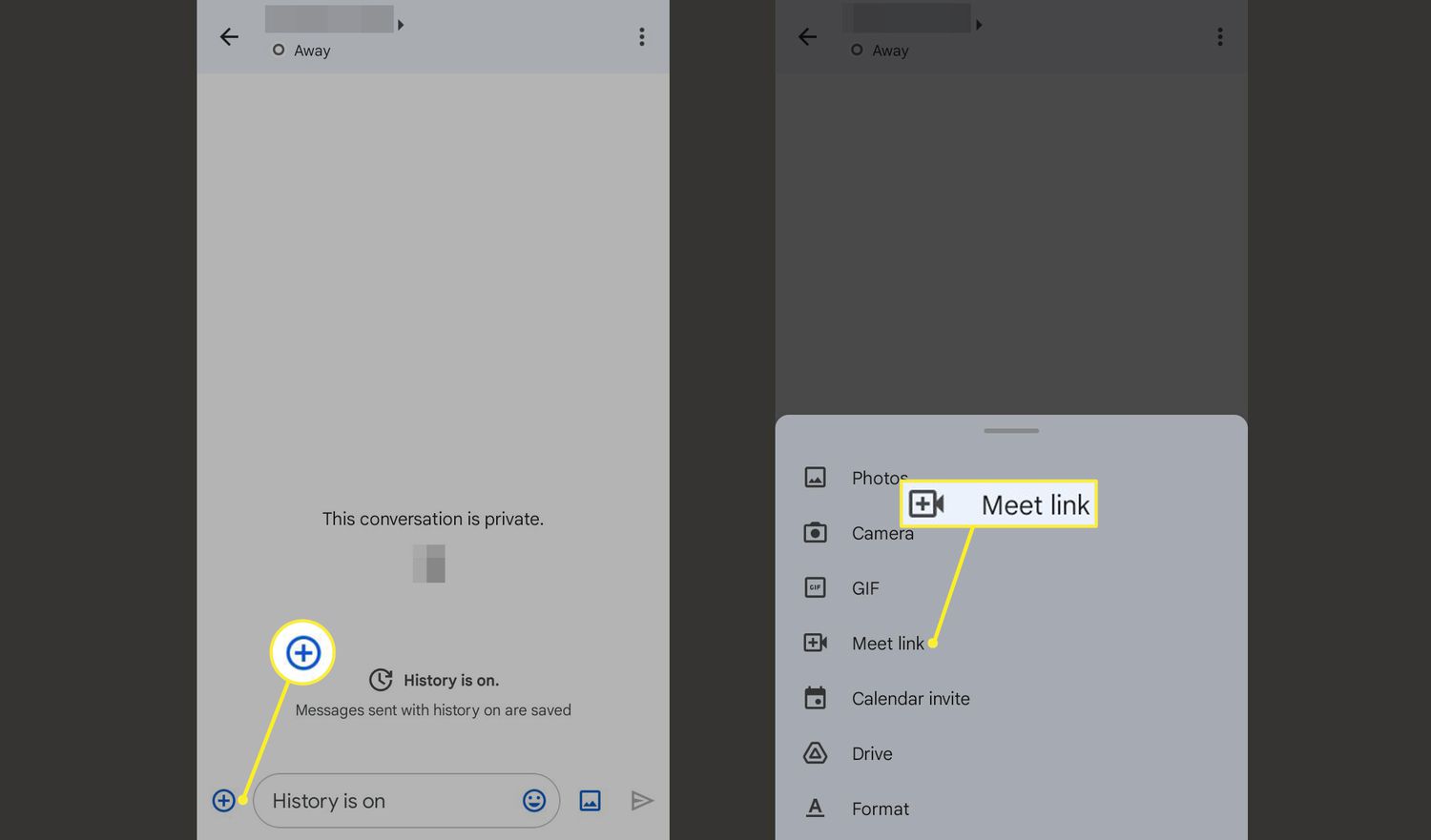 Plus (+) a odkaz Meet v aplikaci Gmail pro Android