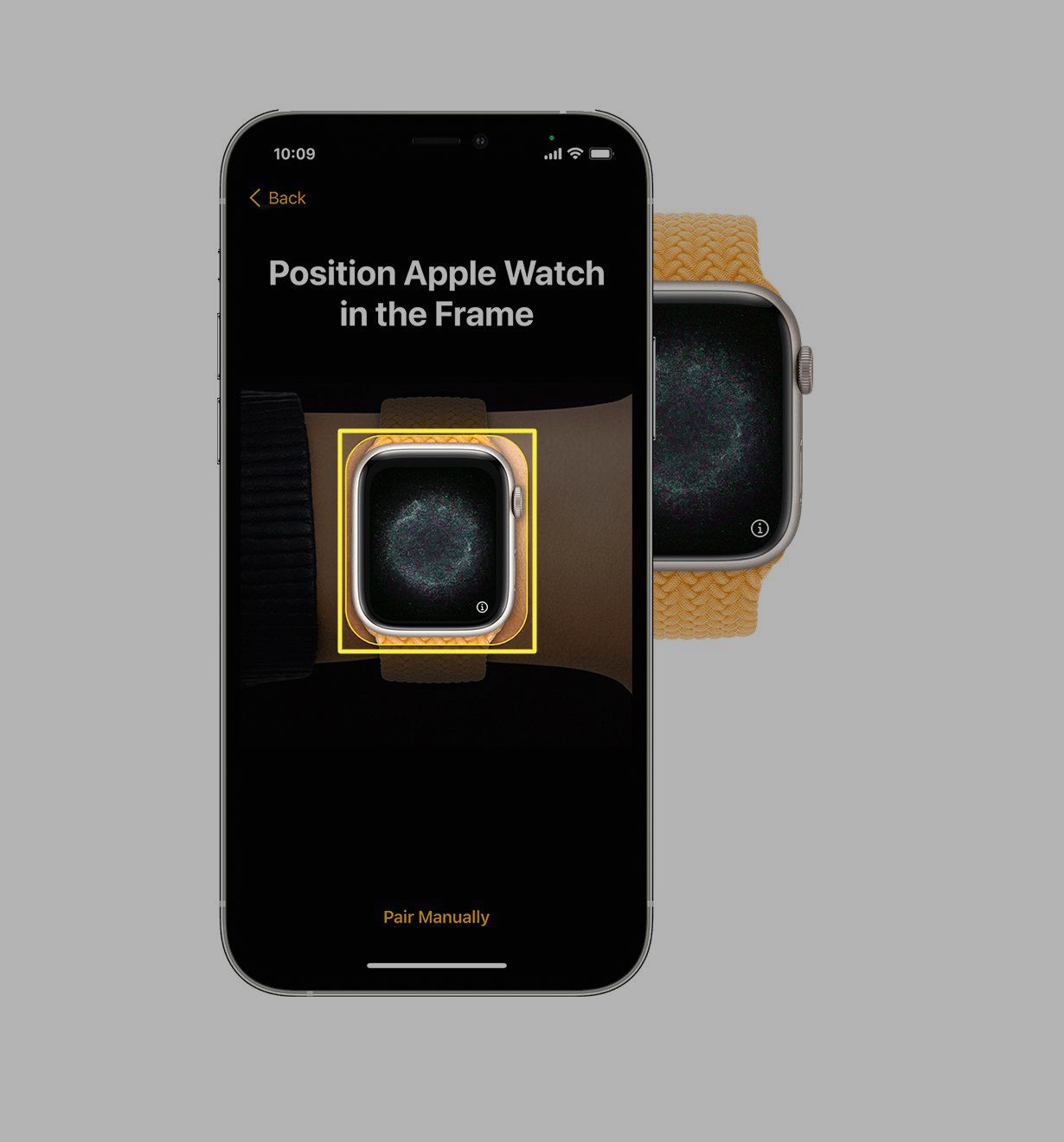Okno párování Apple Watch na iPhonu